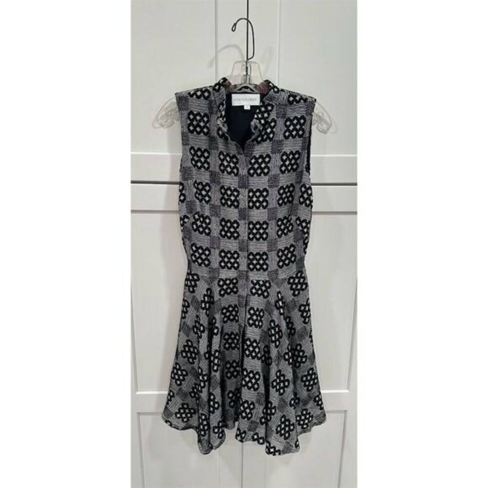 Porter Grey Women's Size 4 Black Geometric‎ Cutout Knee Length Dress SI59